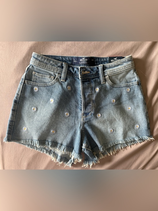 Hollister Pants - Hollister Light Blue Daisy Denim Cutoff Shorts